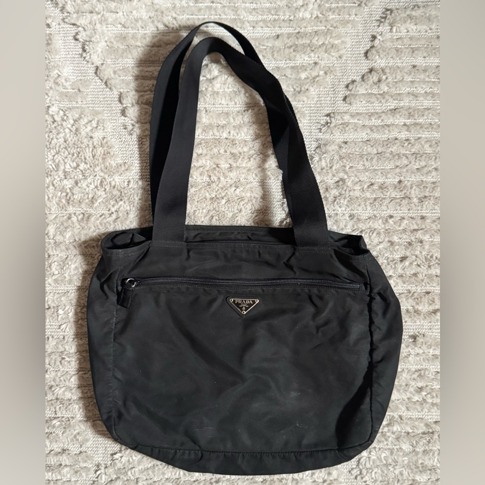 Prada Vintage Nylon Black Tote Bag